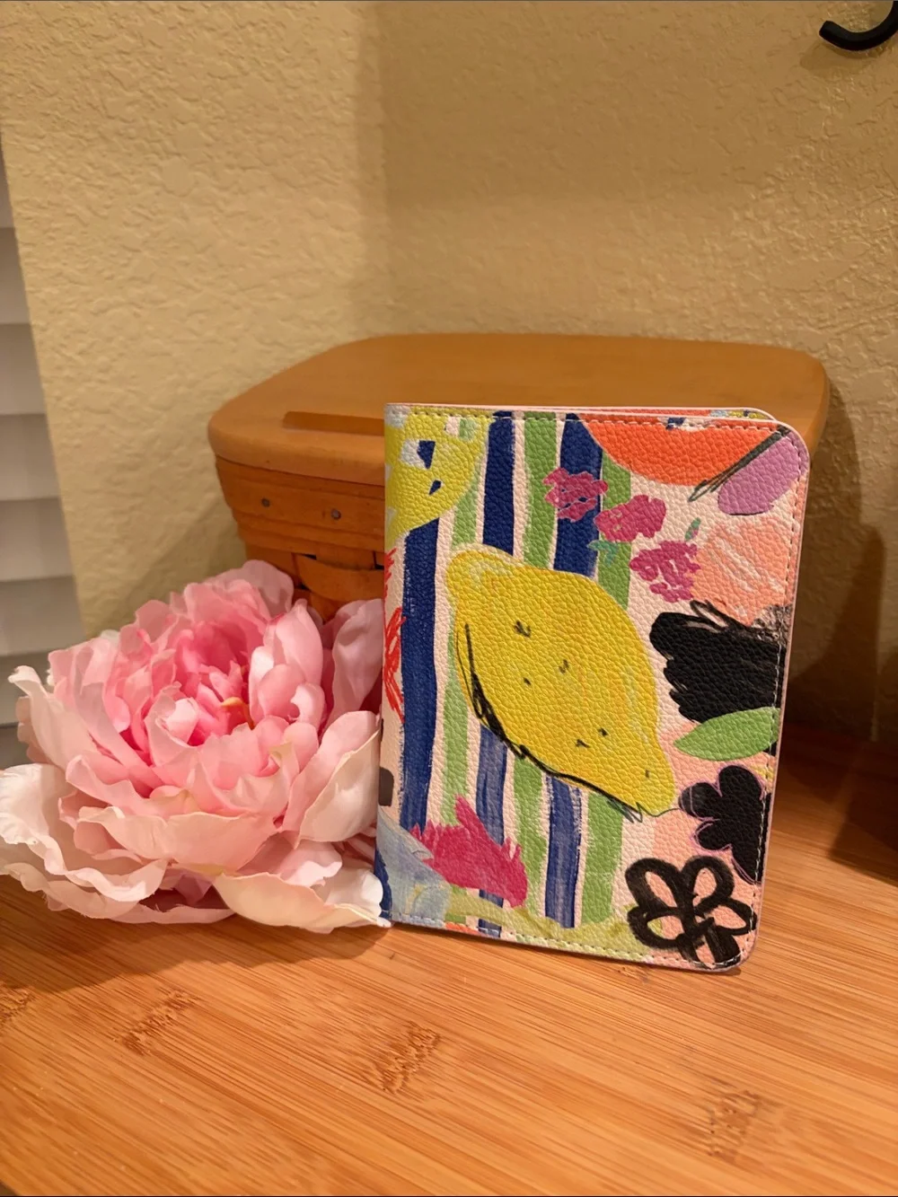 Floral Lemon Print Passport Holder - Pink